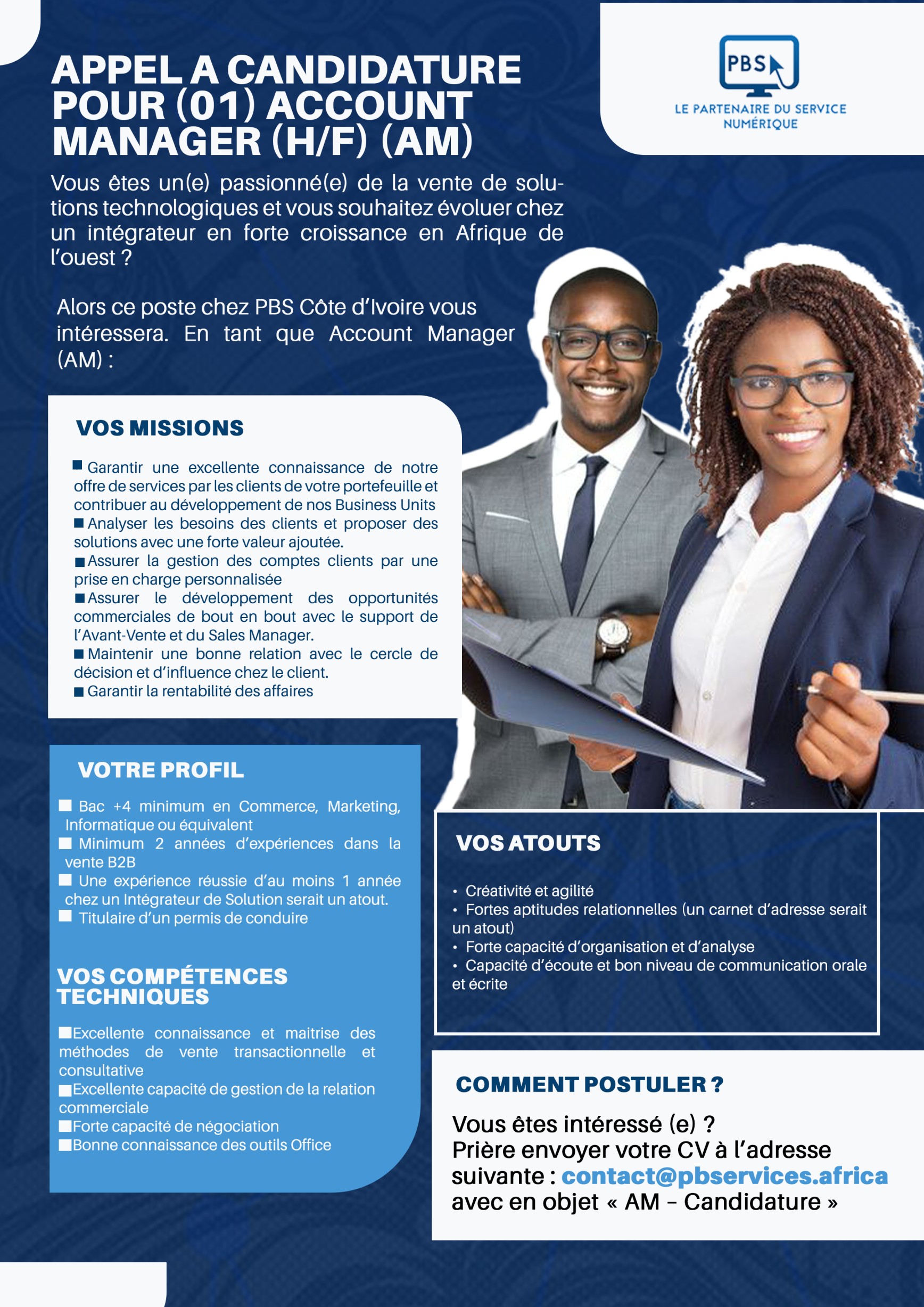 APPEL A CANDIDATURE POUR (01) ACCOUNT MANAGER (H/F) (AM)